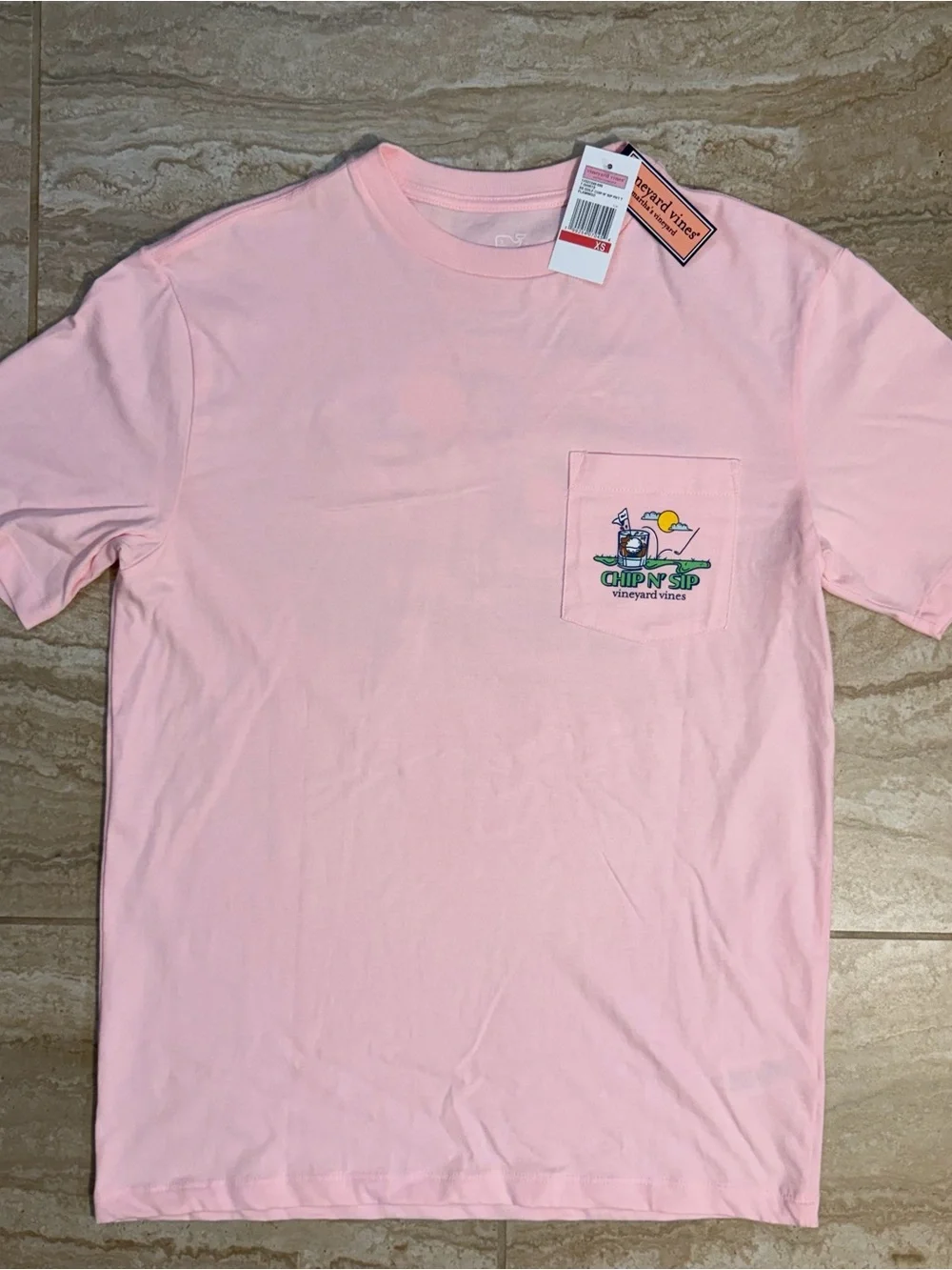 Vineyard Vines Pink 'Chip N' Sip' Graphic Short Sleeve Tee